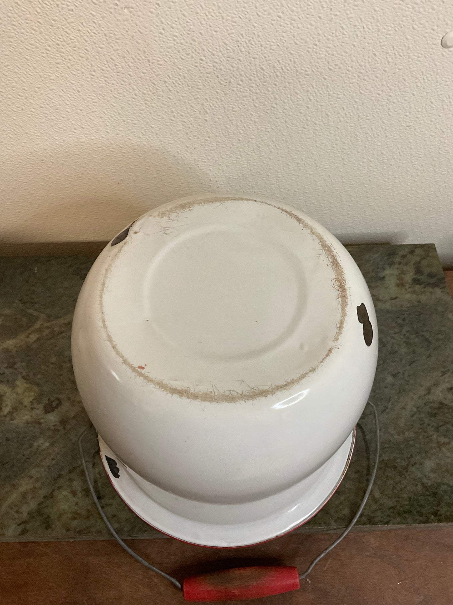Vintage Red & White Enamel Pail