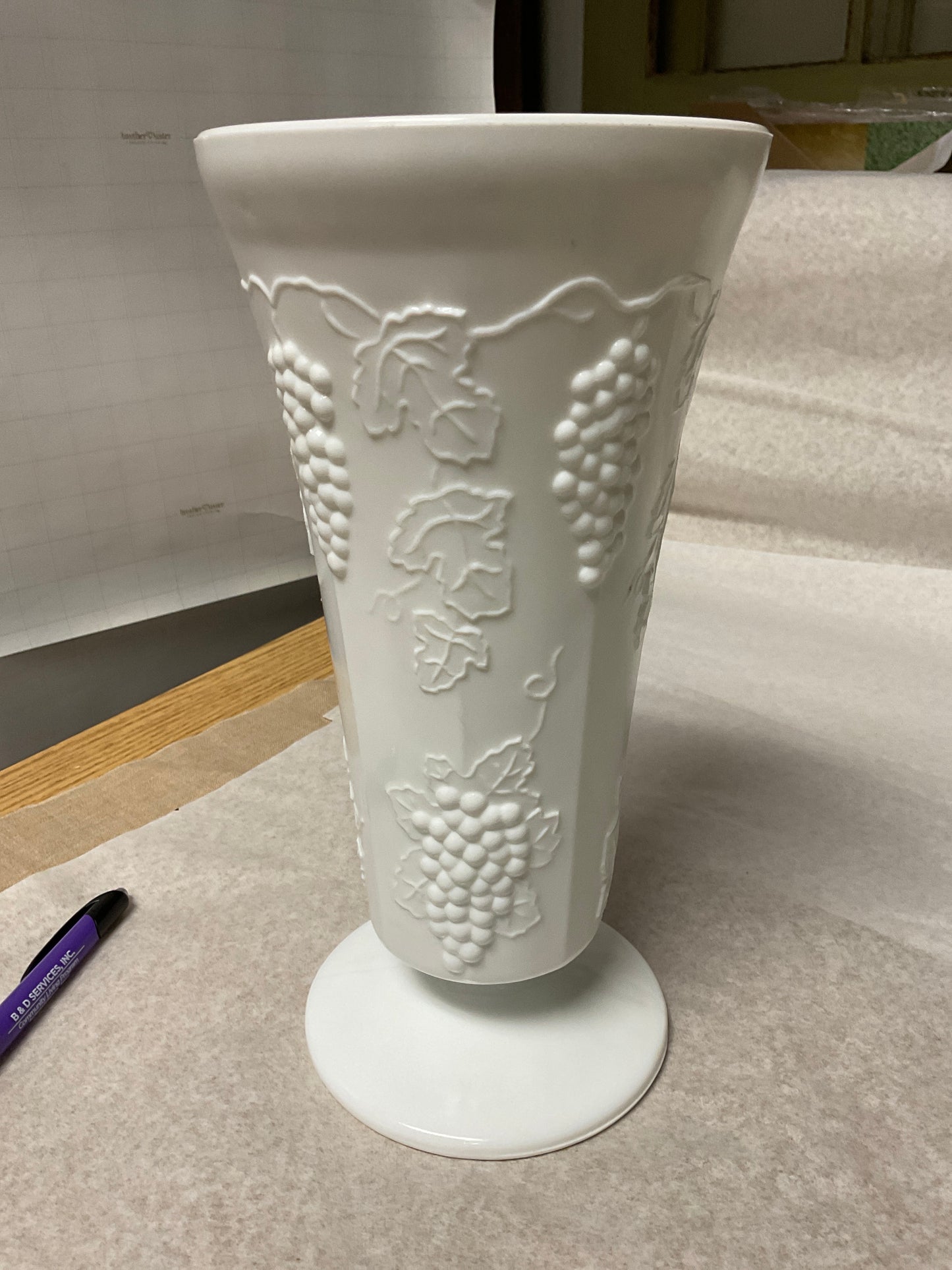 Large White Glass Vase