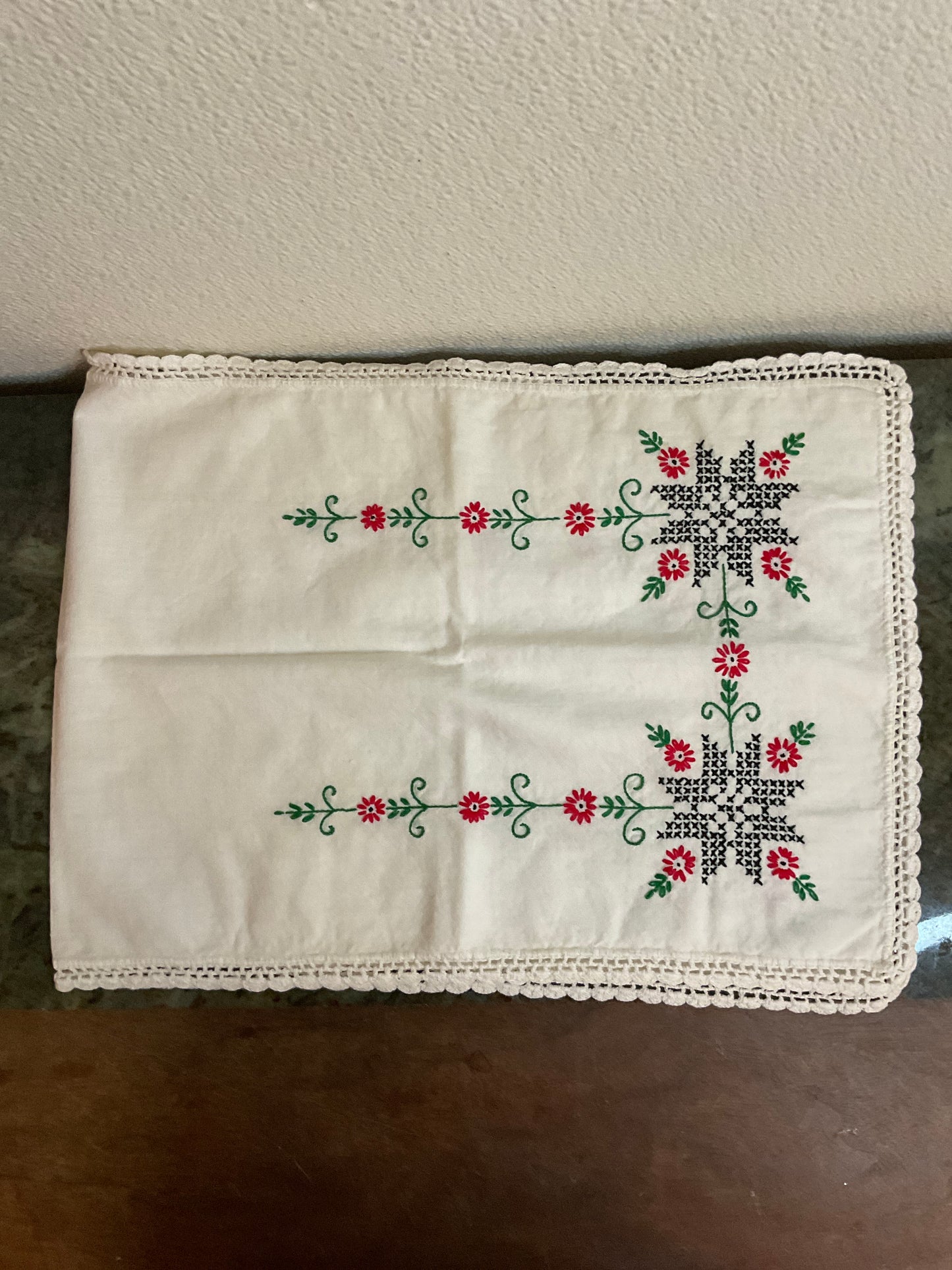 Hand Embroidered Linen Table Runner