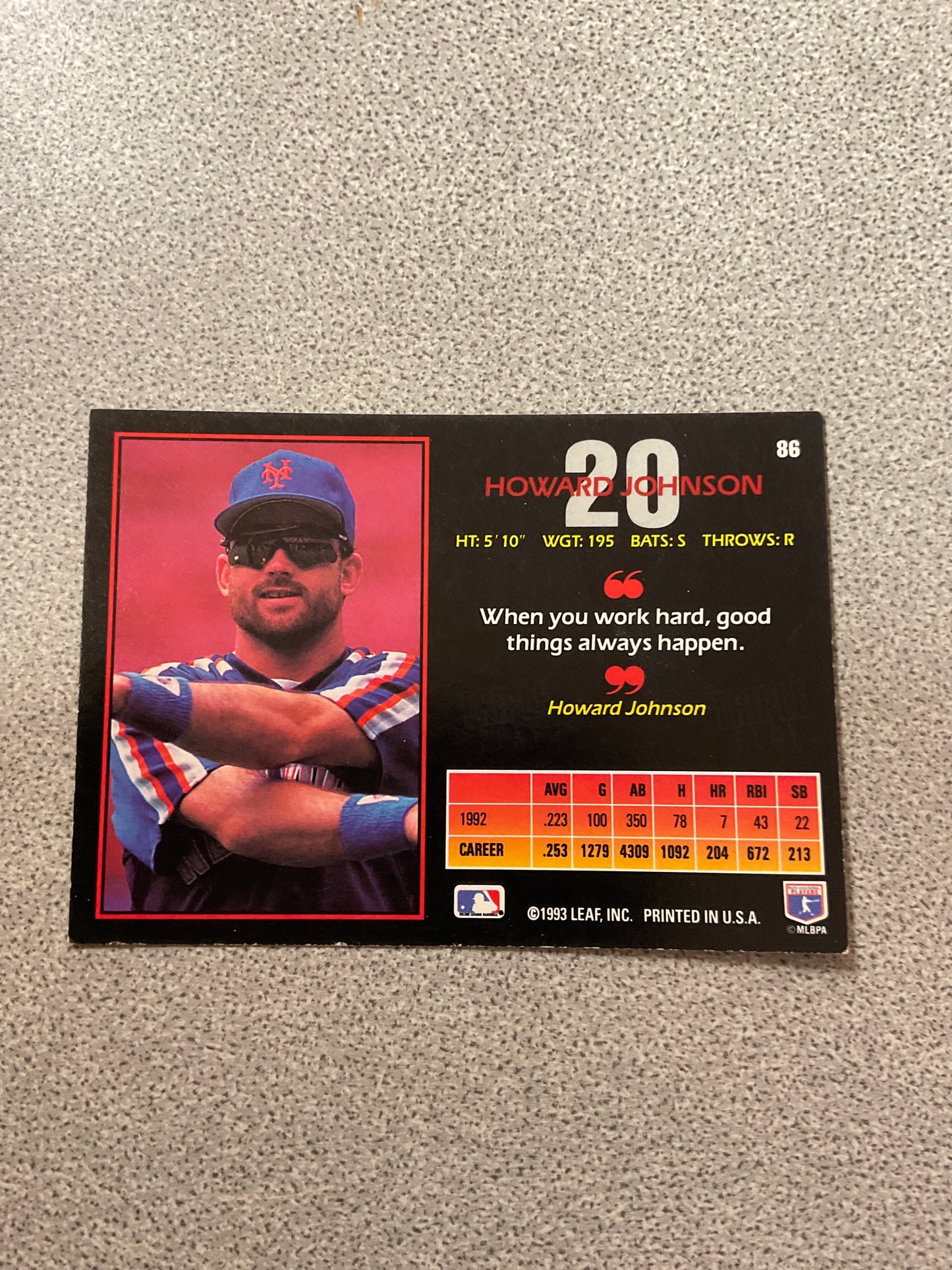 Baseball Card Howard Johnson