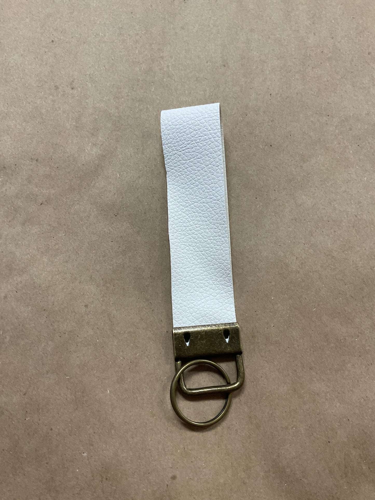 Faux Leather White Wrist Keychain