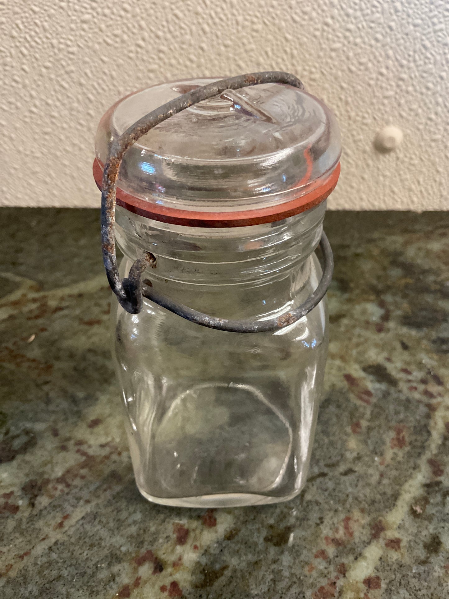 Vintage Small Square Clear Glass Jar