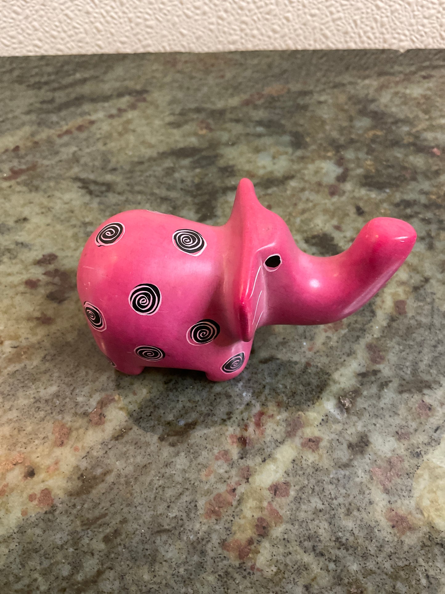 Pink Elephant Stone Figurine