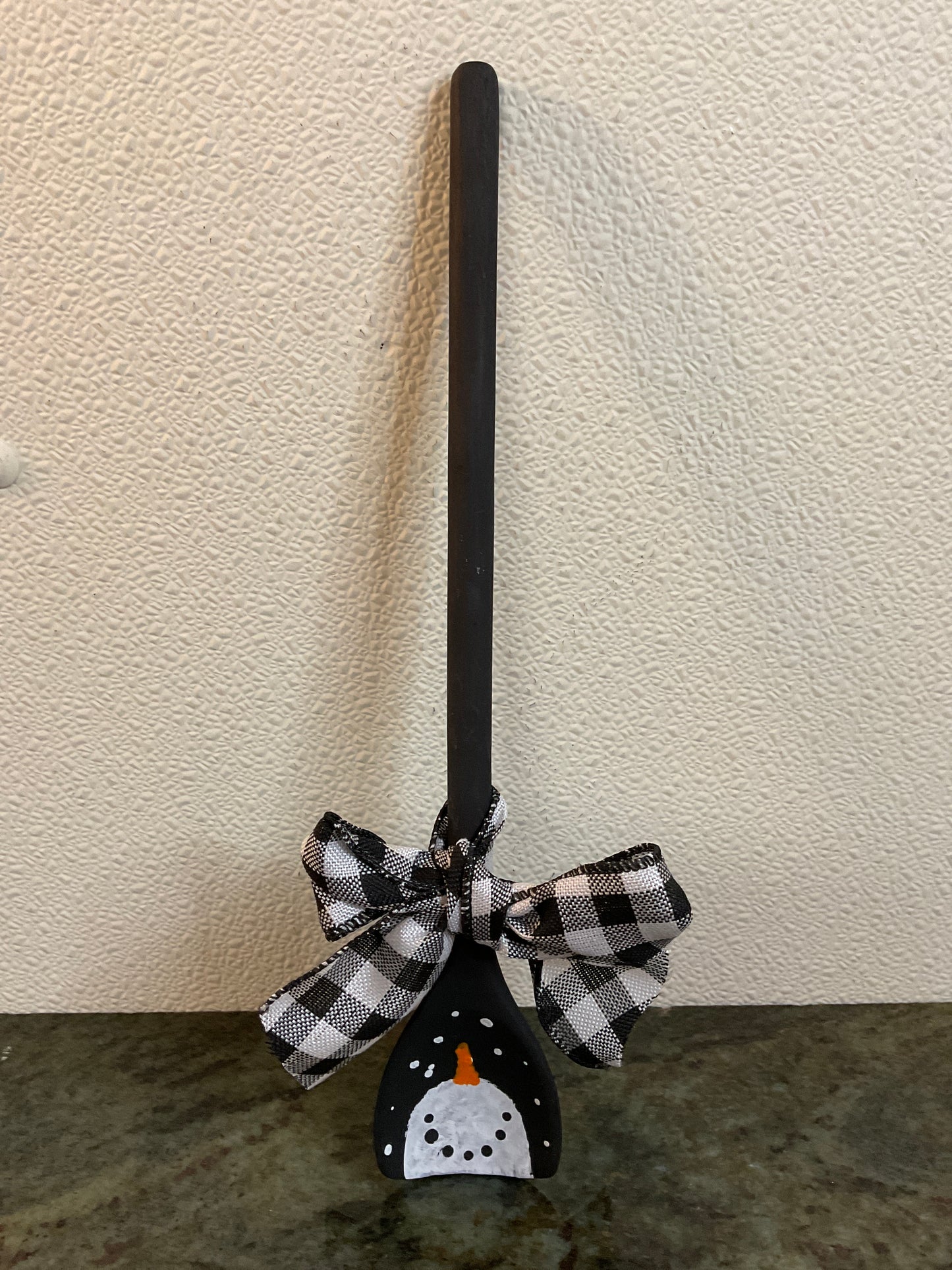 13” Flat Edged Wood Spoon w/Snowman