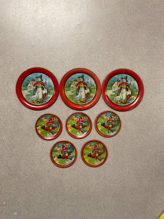 Ohio Art Mother Goose Tin Plates 8 piece