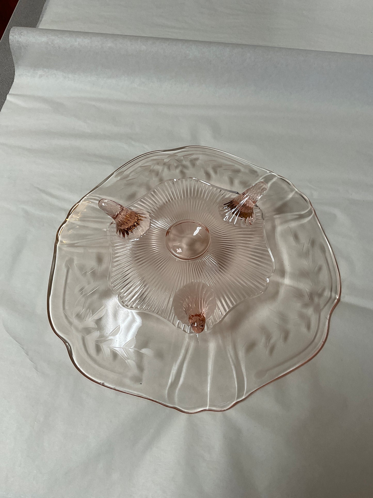 Depression Glass Pink Footed Dish