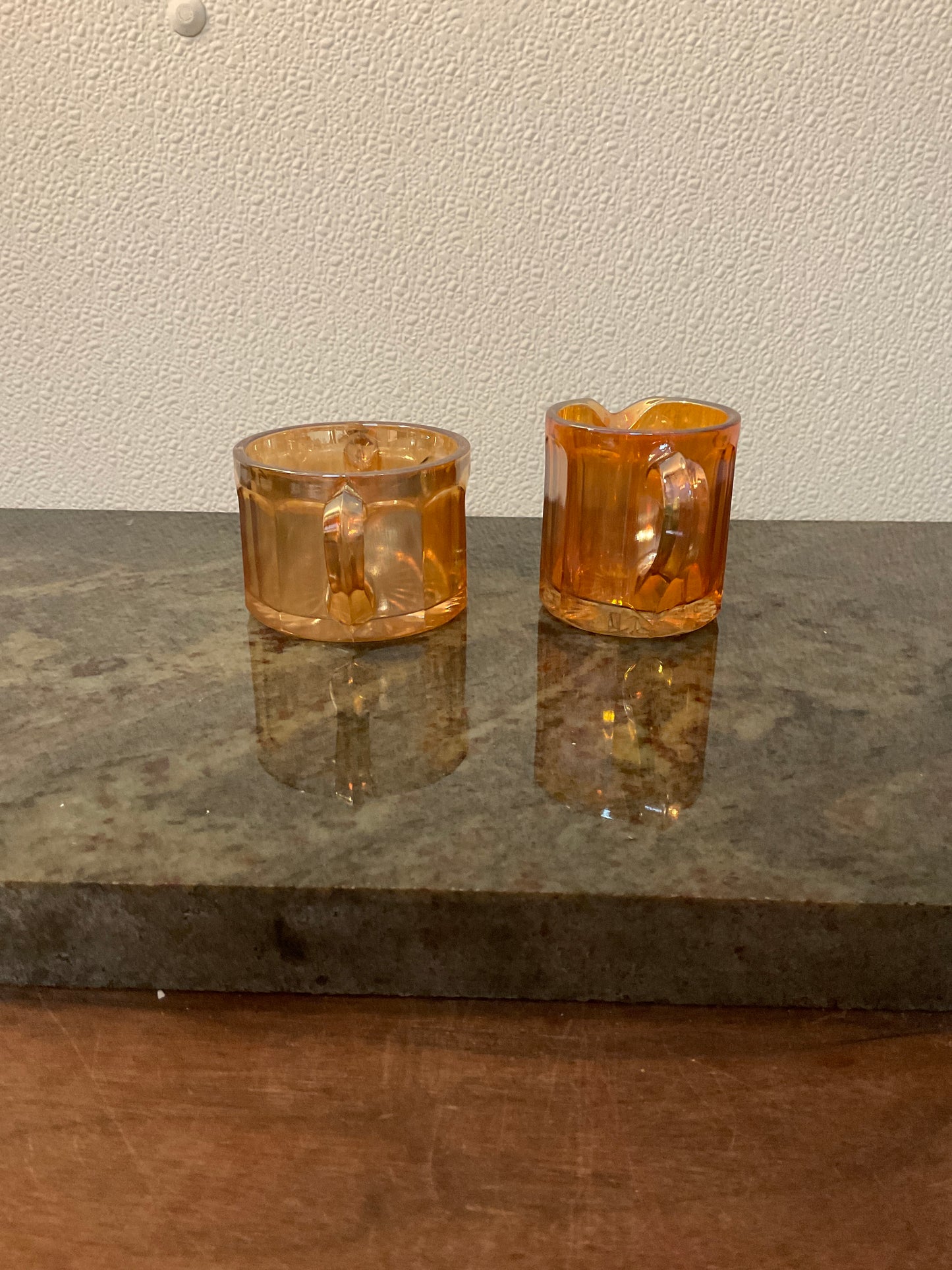 Vintage Orange Iridescent Sugar And Creamer Set