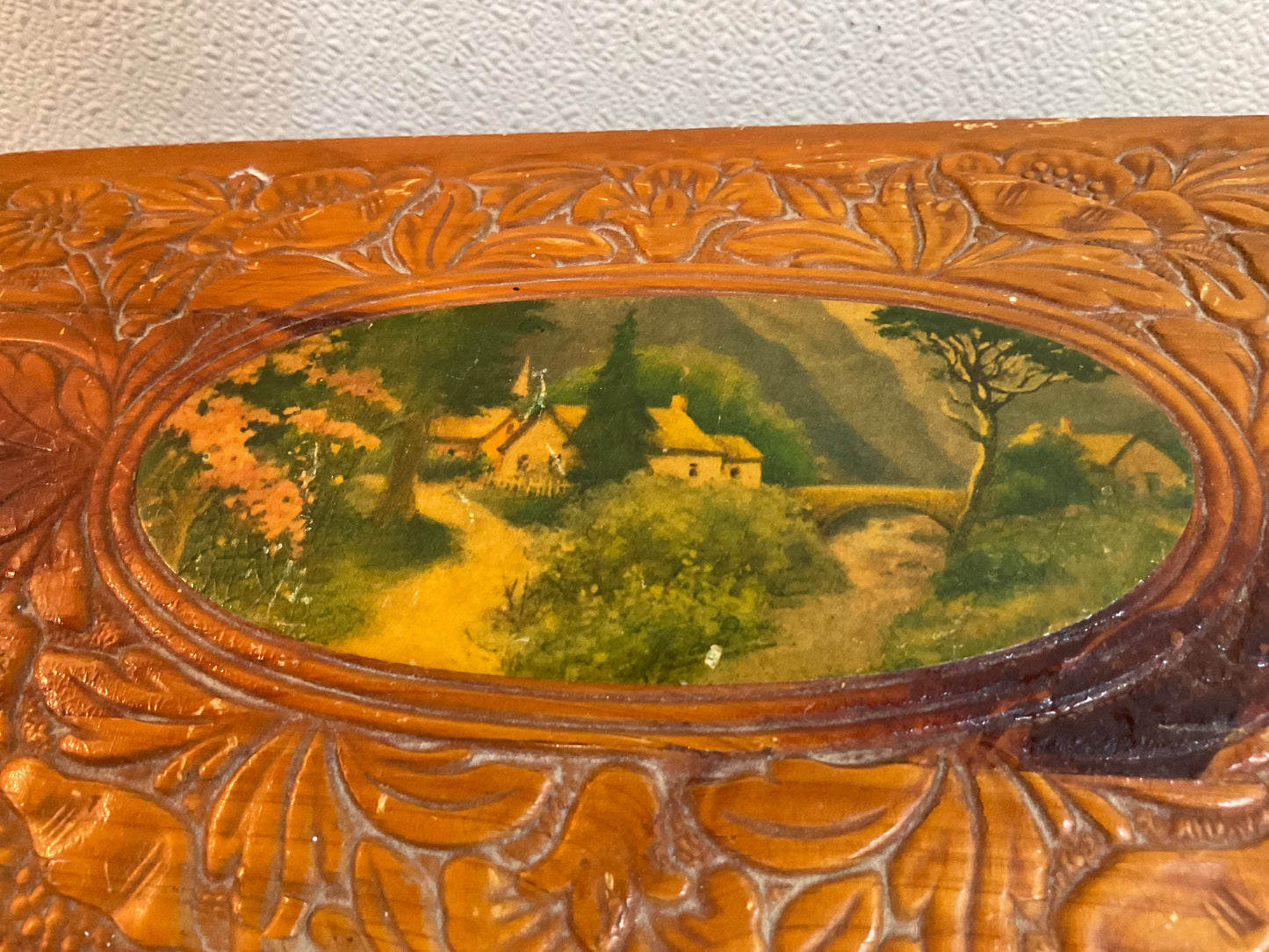 Vintage Carved Cedar Jewelry Box