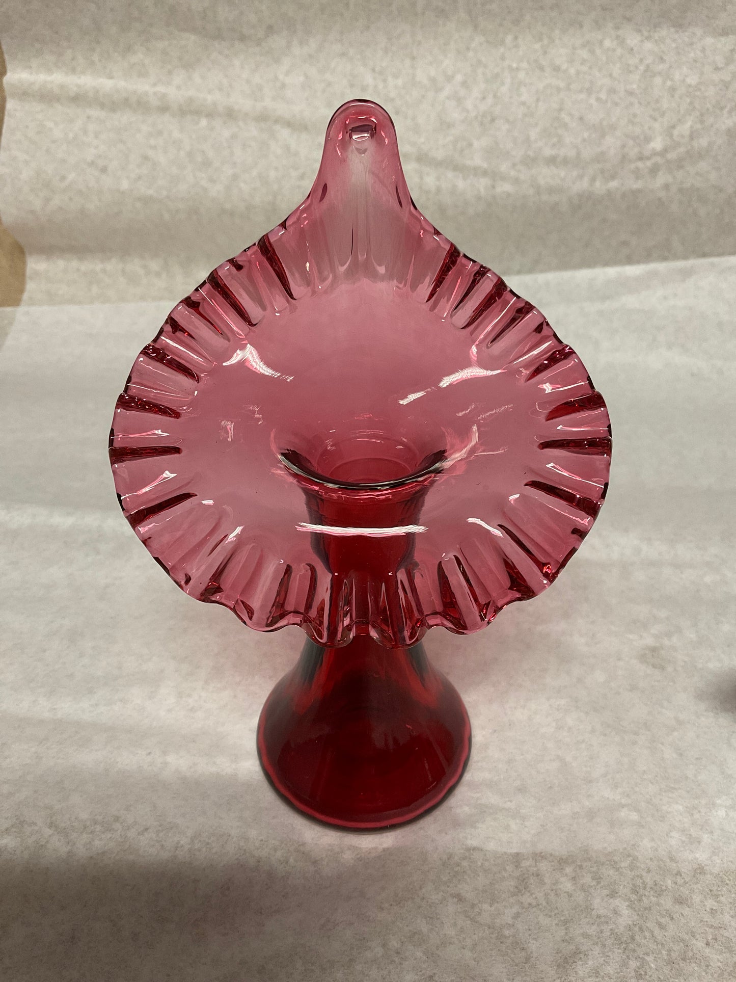 Fenton 7” Cranberry Jack In The Pulpit Ruffled Vase