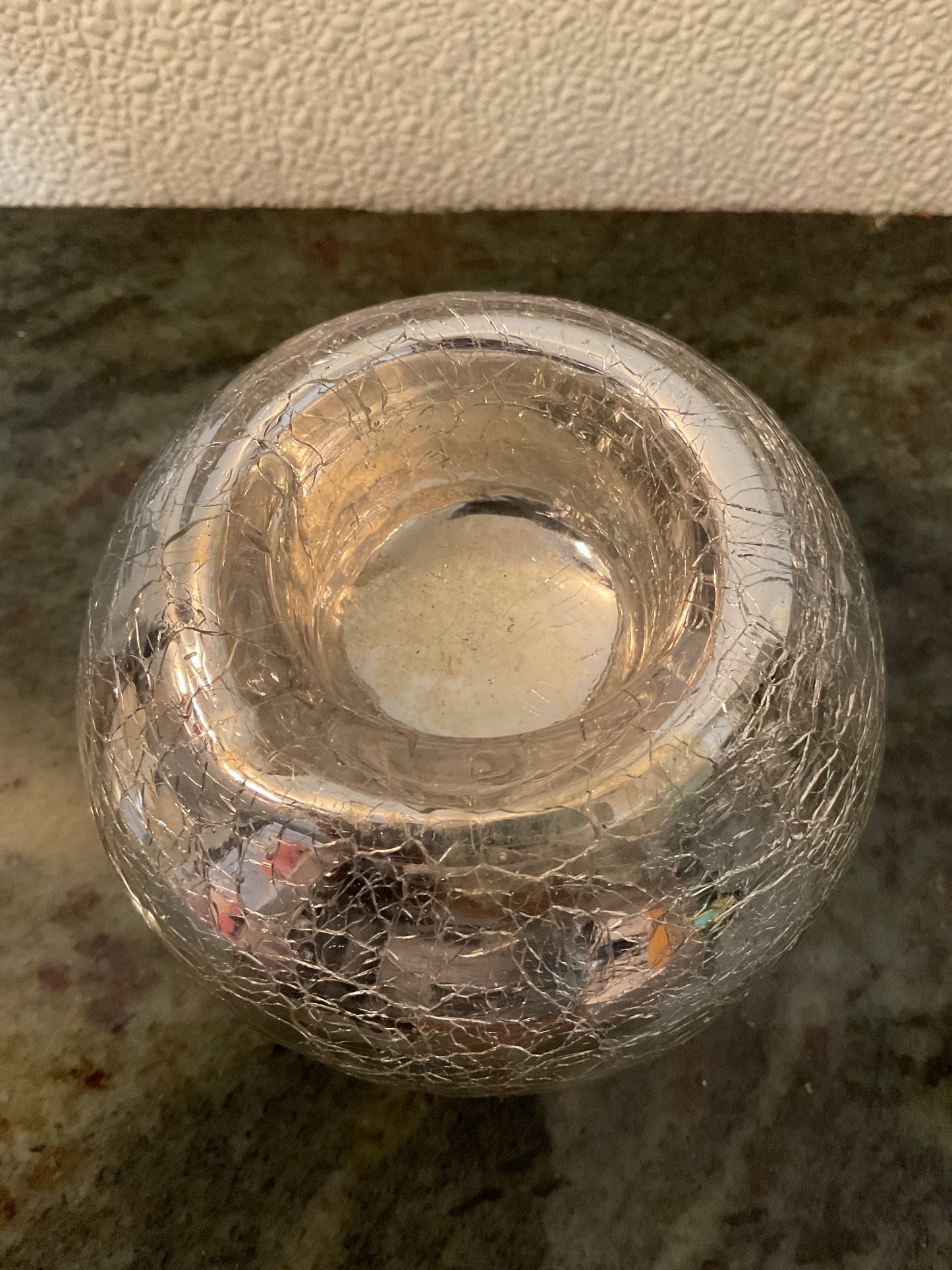 Crackle Mirrored Glass Tealight/Votive Candle Holder