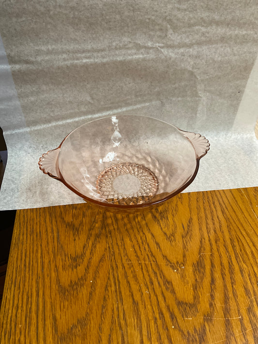 Vintage Pink Depression Glass Serving Bowl