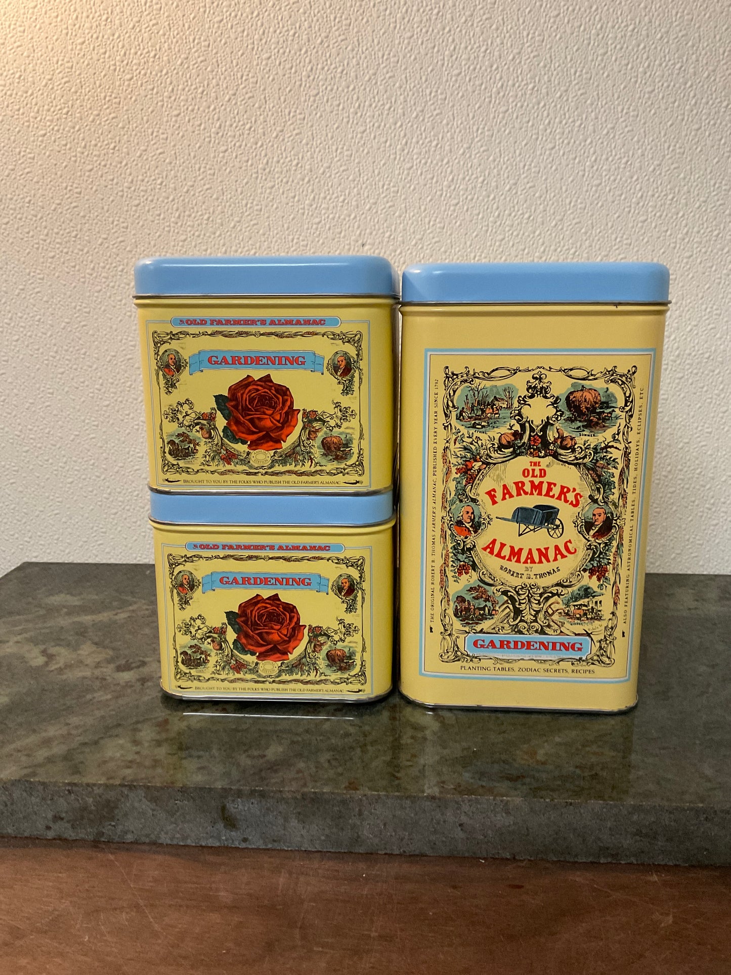 Set Of 3 Old Farmers Almanac Tins