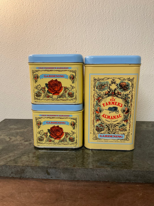 Set Of 3 Old Farmers Almanac Tins