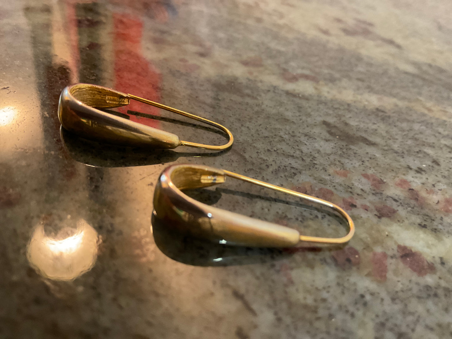 Gold Toned Drop Hoop Earrings