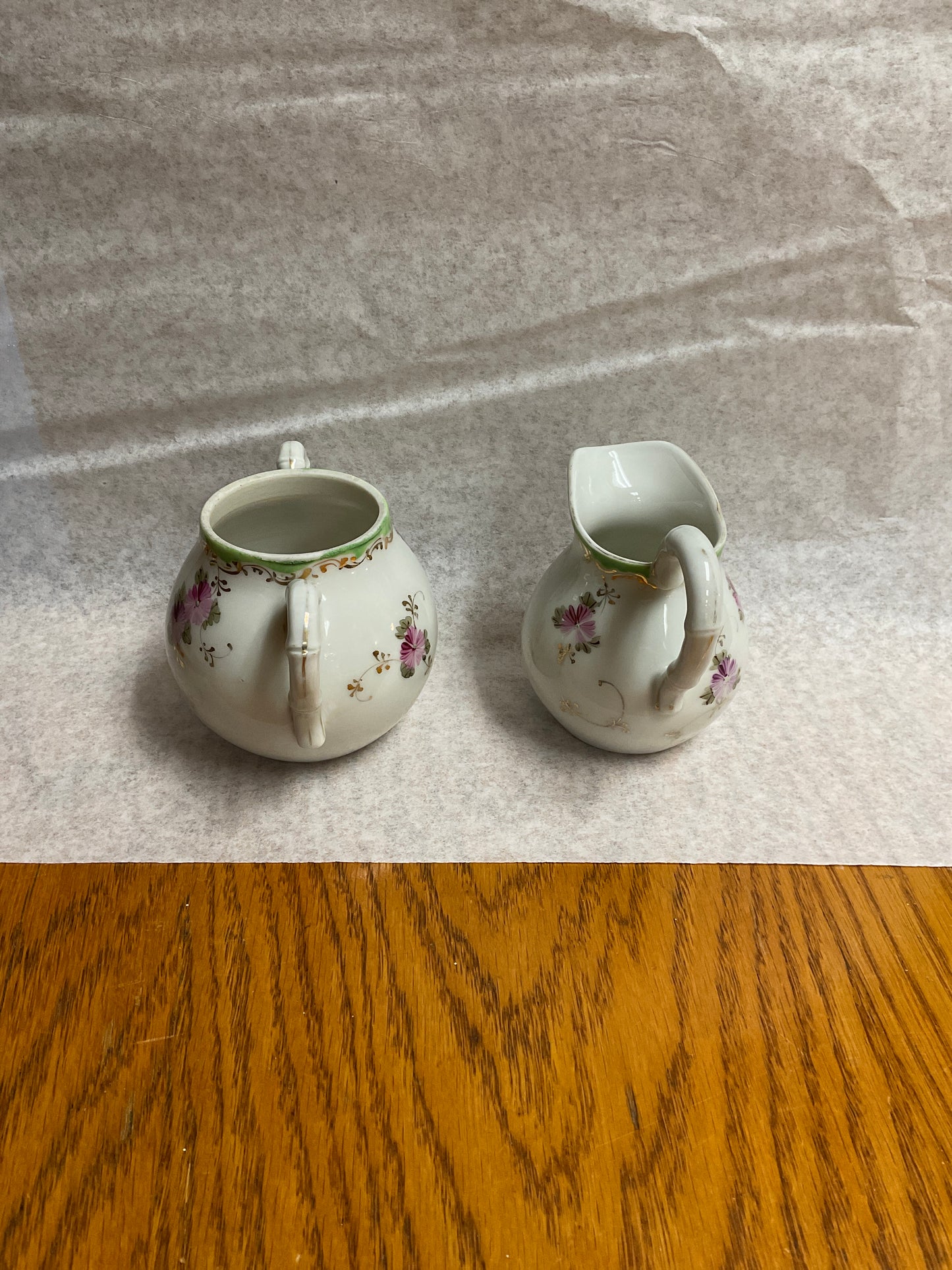 Vintage Porcelain Floral Sugar and Creamer Set