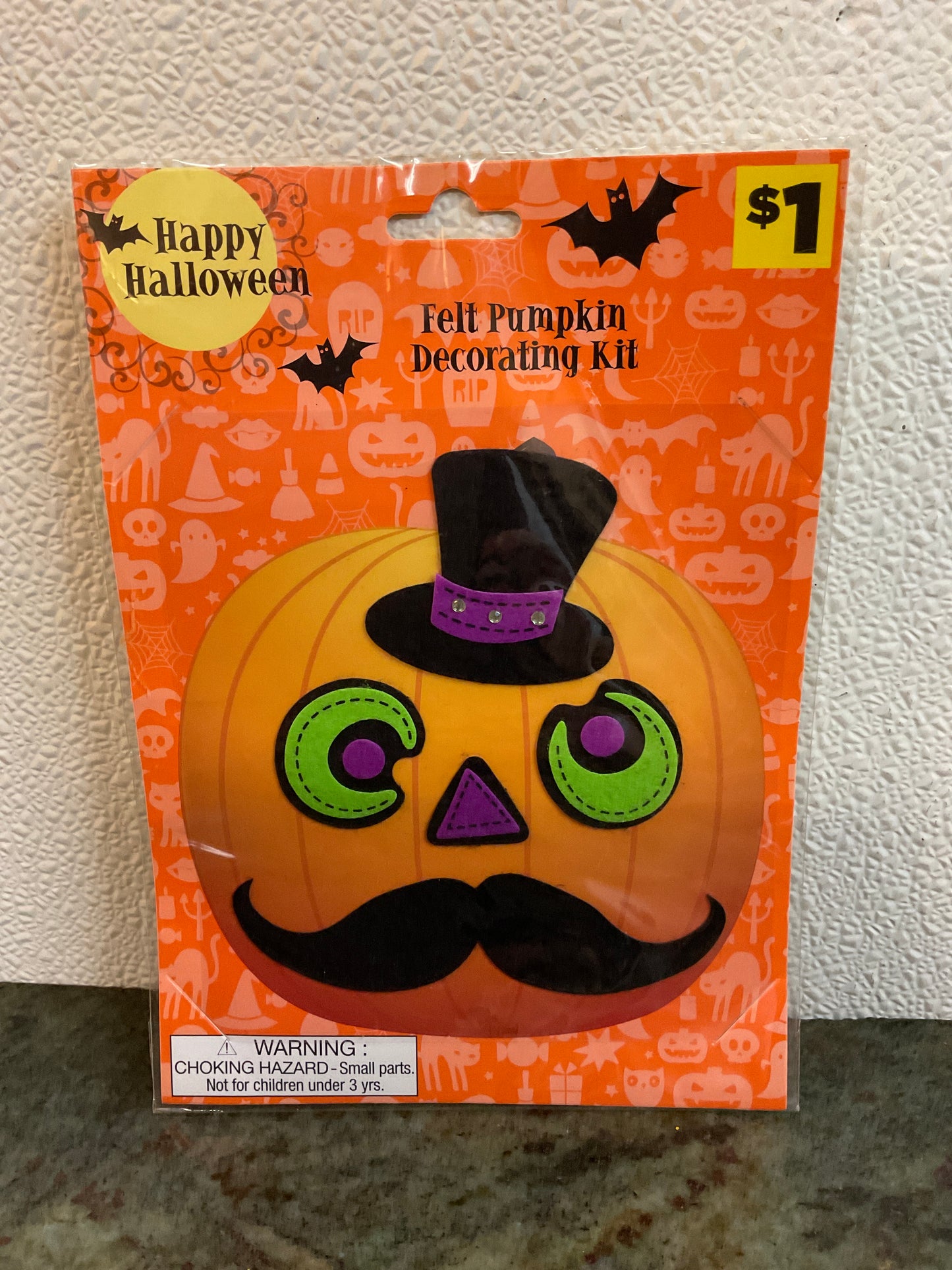 Felt Pumpkin Stickers TOP HAT/MUSTACHE