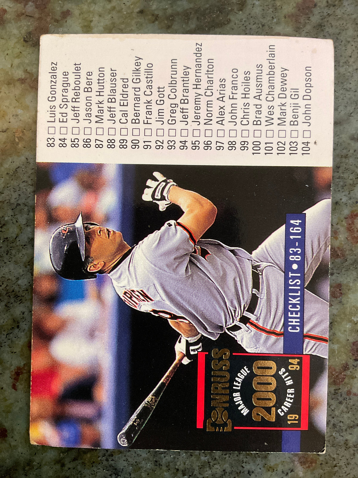 1994 Donruss Checklist 83-164 2000 Career Hits