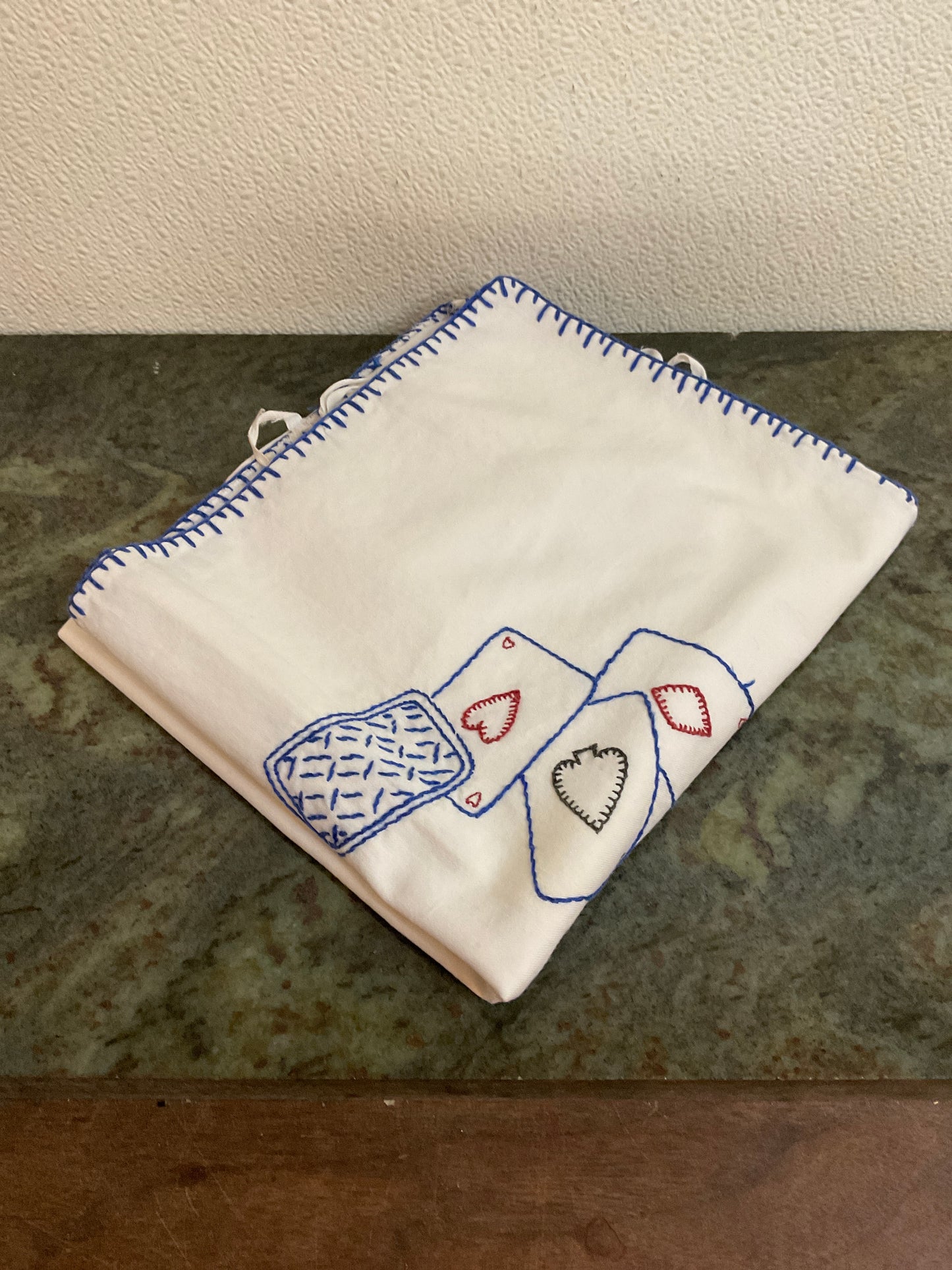 Vintage Embroidery Card Tablecloth
