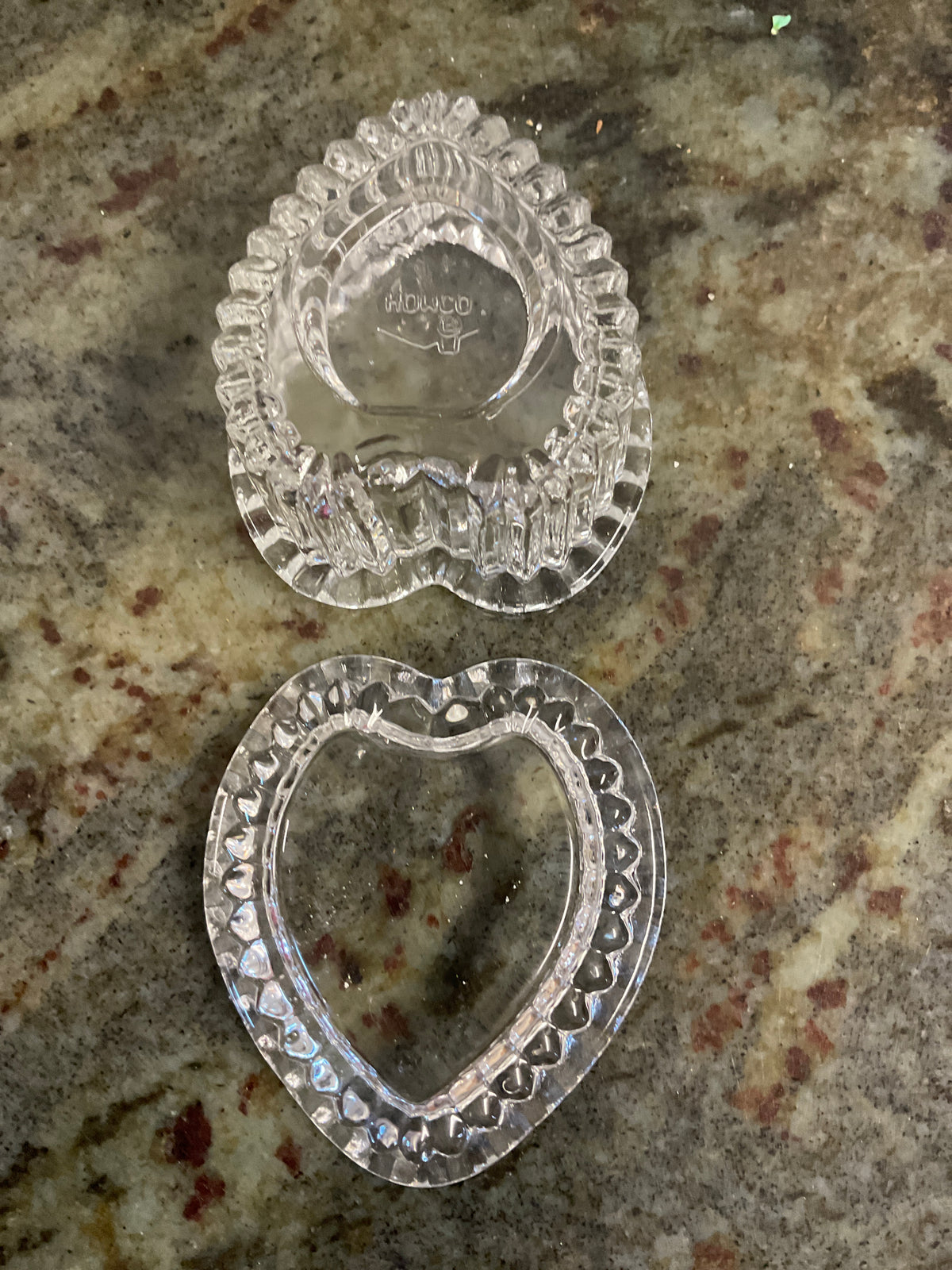 Vintage Homeco Clear Glass Heart Shaped Trinket Dish