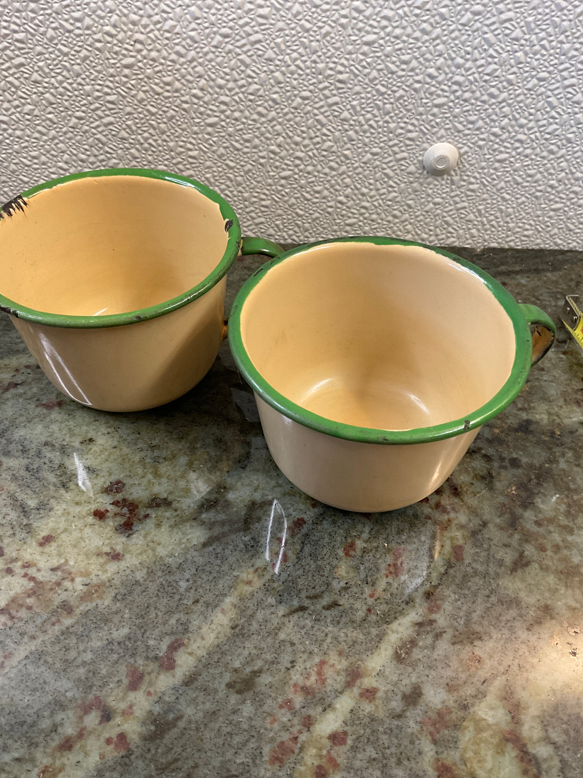 Set of Two Vintage Enamalware Mugs