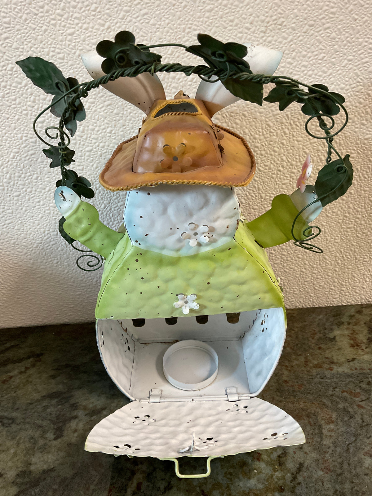 Tin Spring Bunny Tea Light Holder