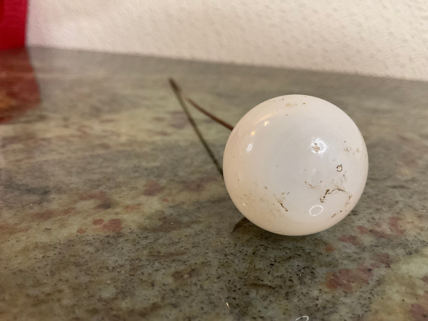 Vintage Hat Pin with White Glass Orb
