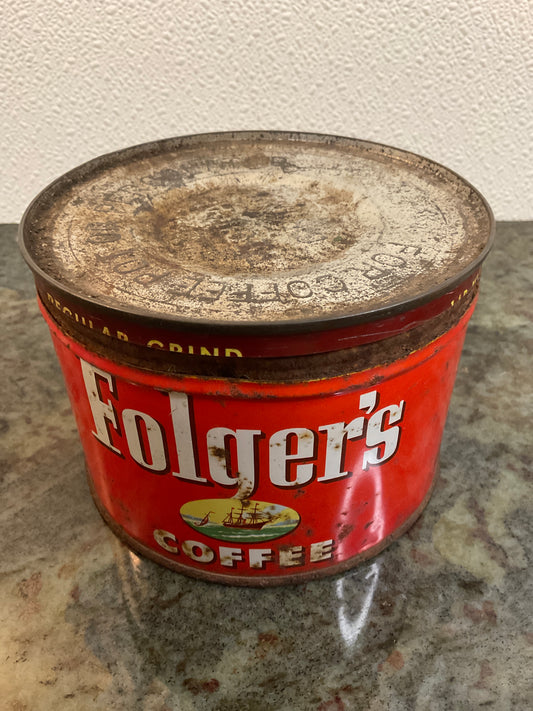 Vtg Folger’s 1950’s Tin
