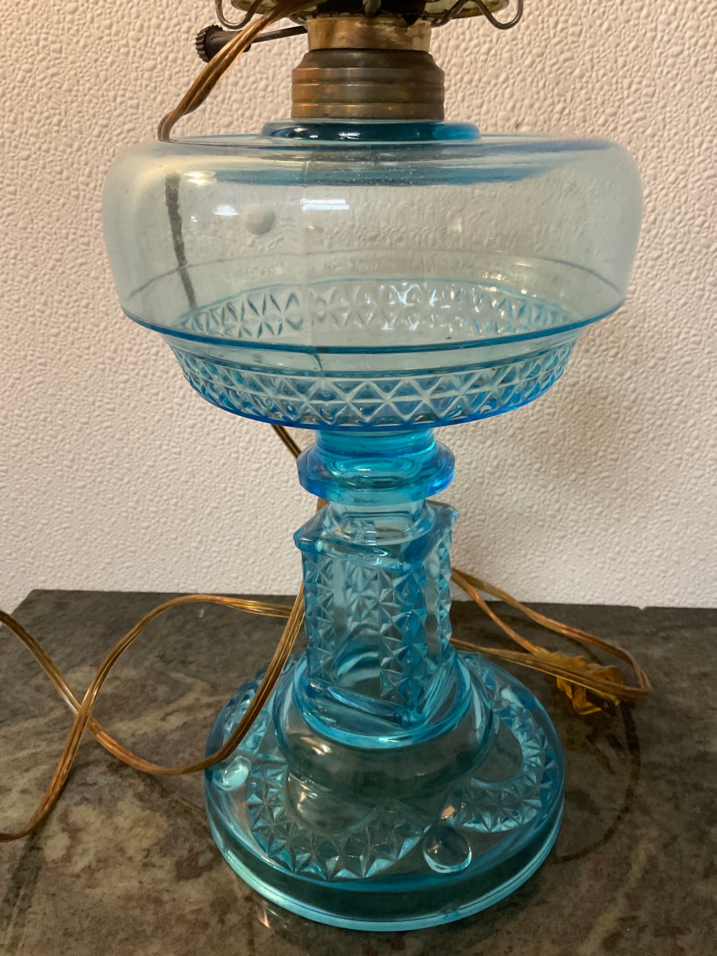 ‘Electric’ Oil Lamp Blue Glass