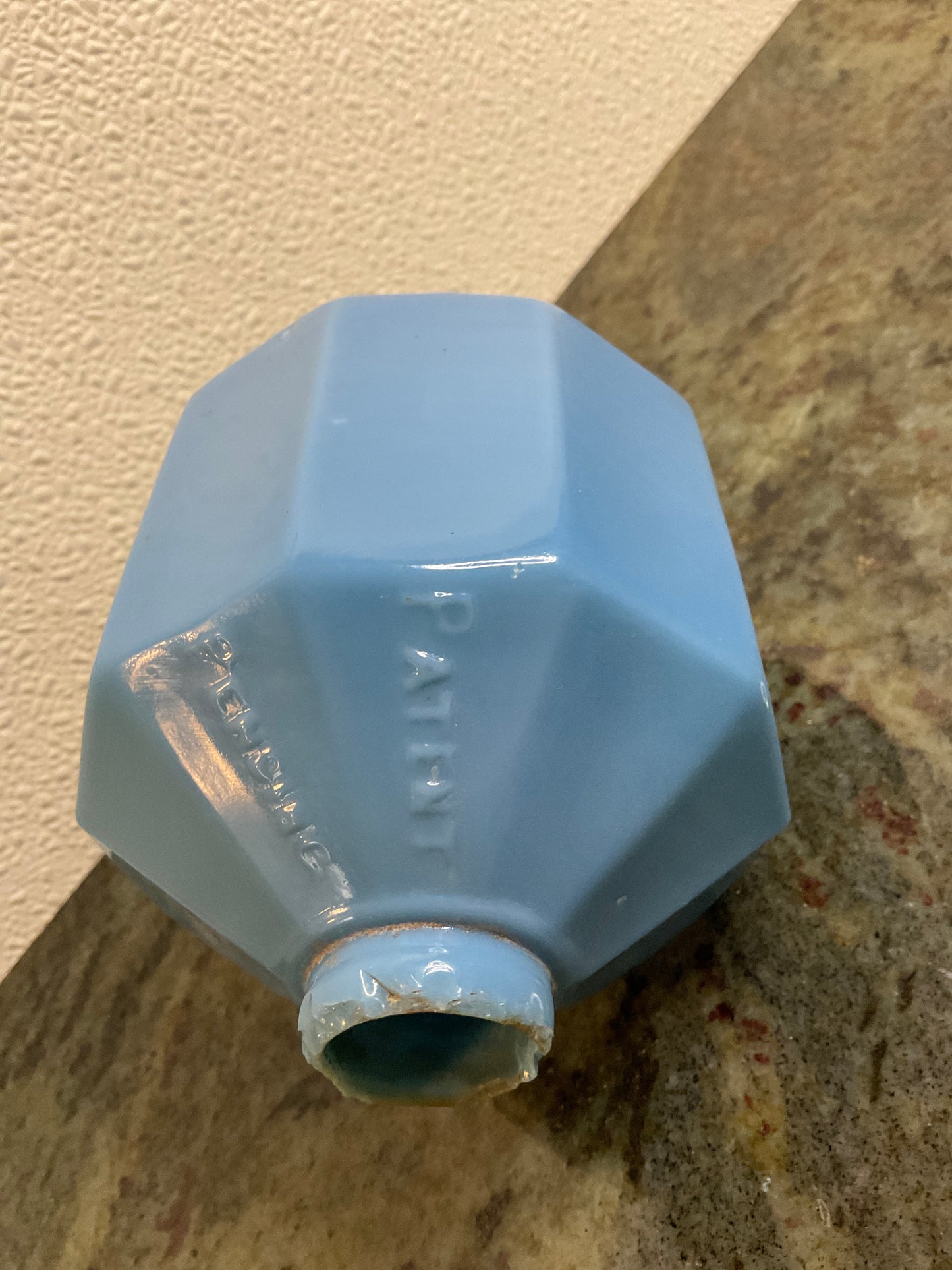 Vtg D&S Lightening Rod Blue Milk Glass Ball