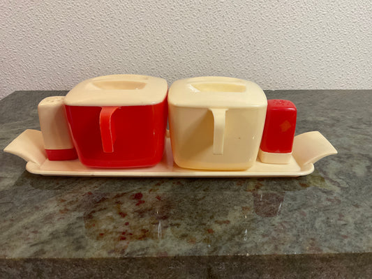 Vintage Creamer/Sugar & Salt/Pepper & Tray
