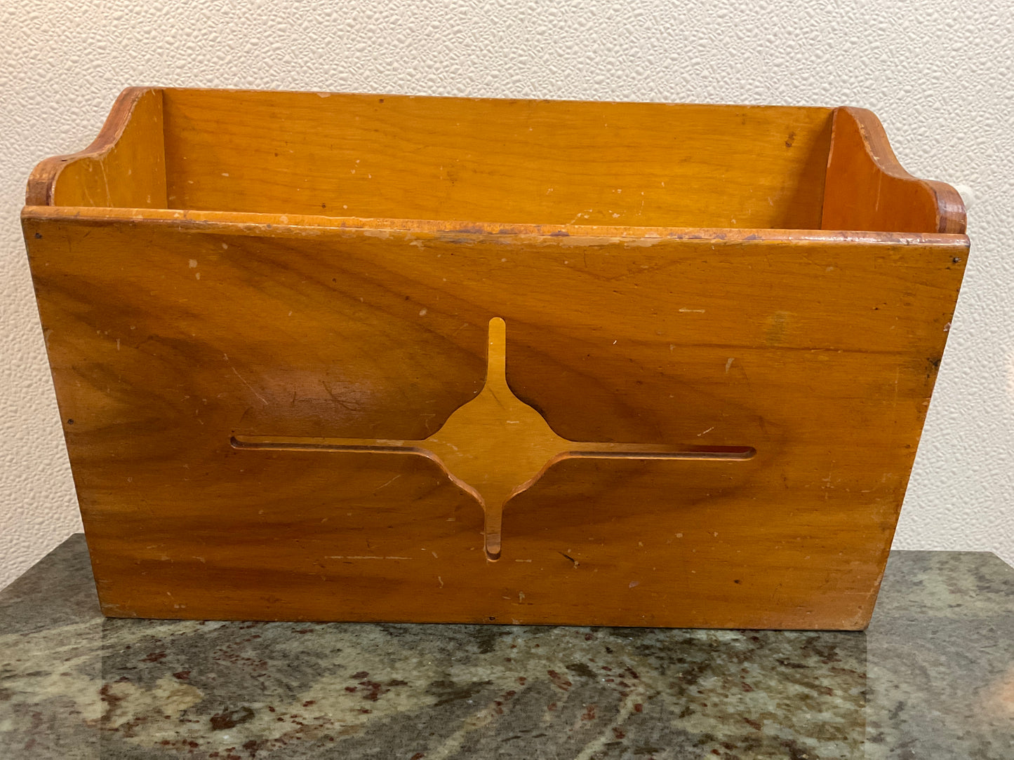 Vtg Wood Magazine Rack