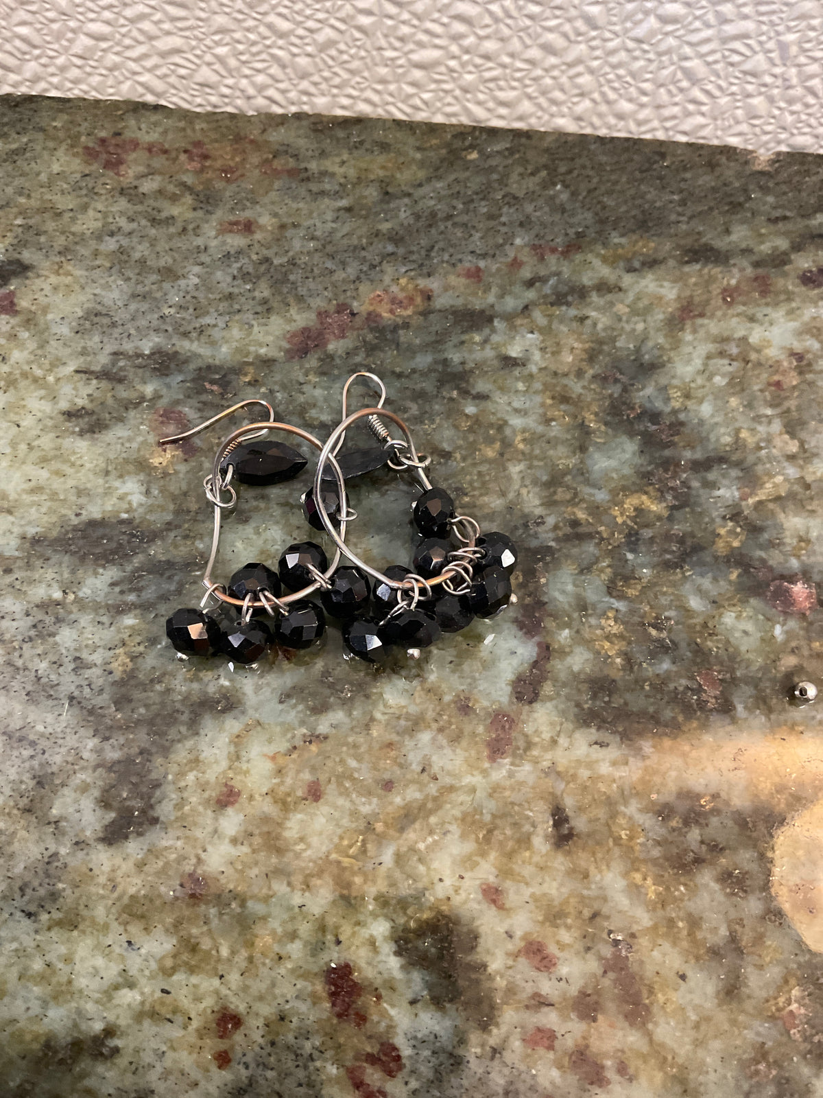 Dangle Black Beaded Earrings