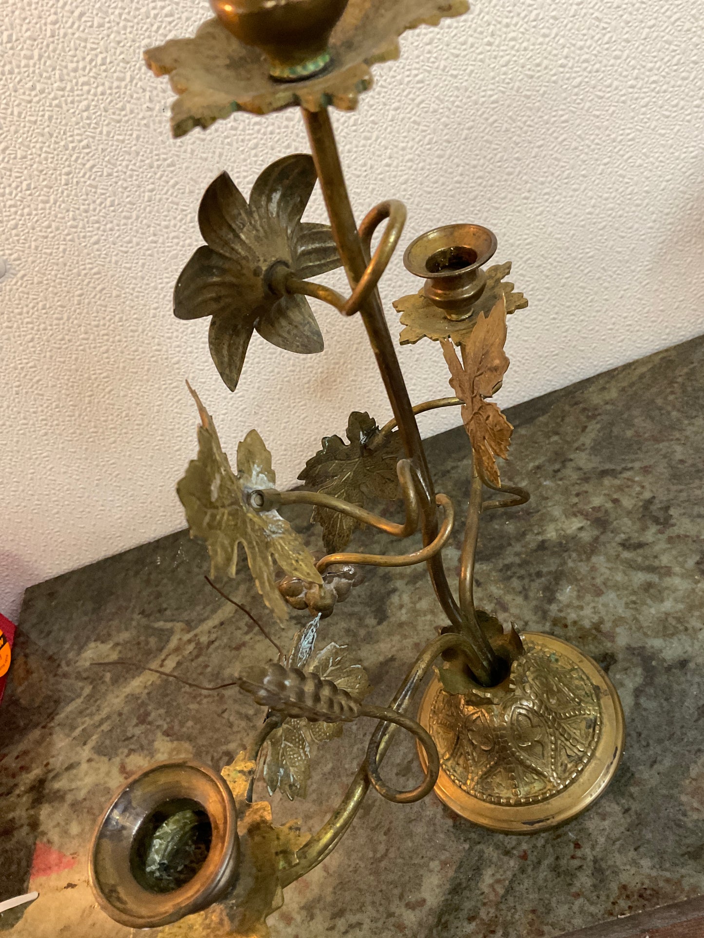 Decorative 3 Arm Brass Candelabra