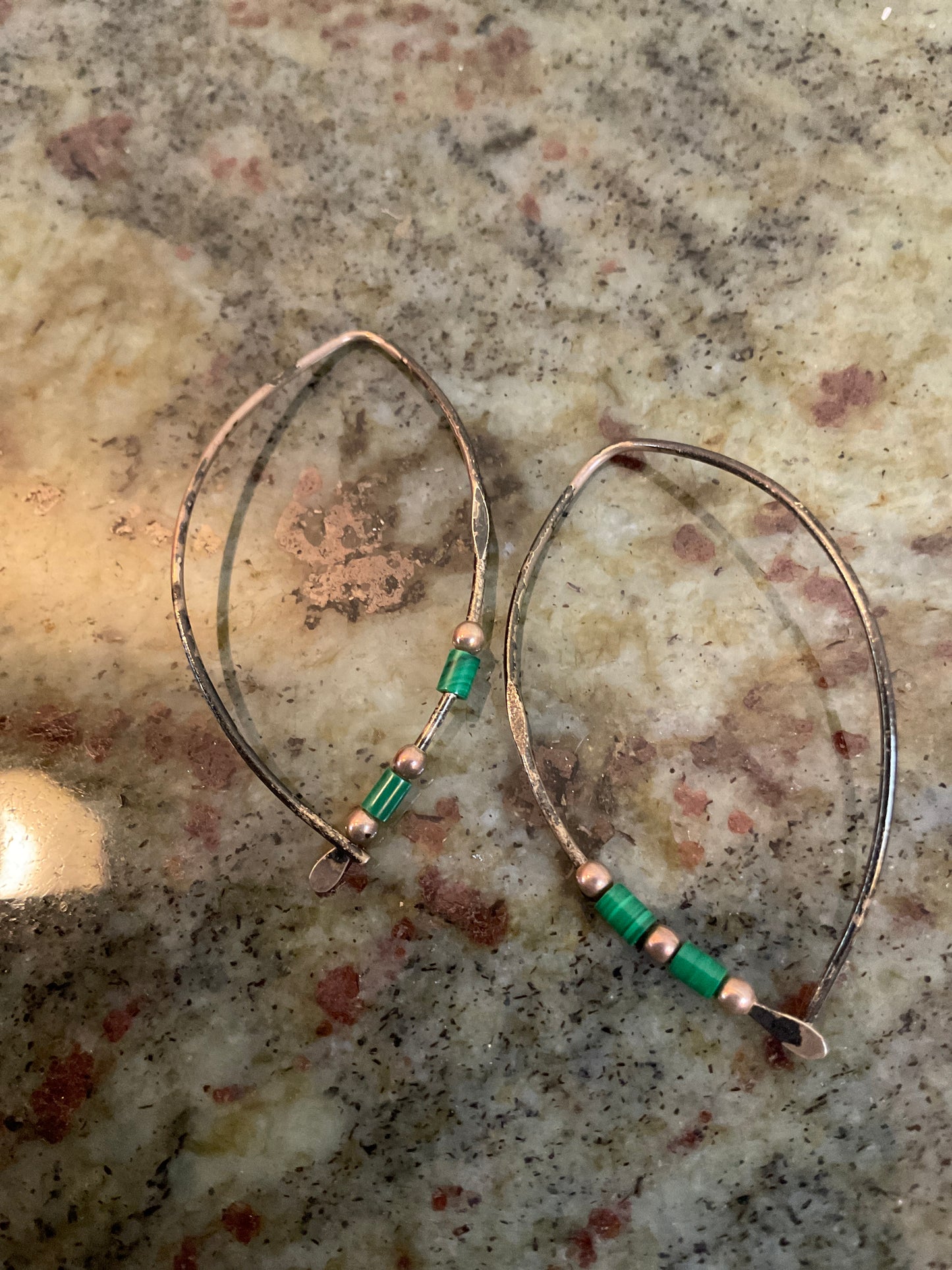 Sterling Silver/Green Malachite Earrings