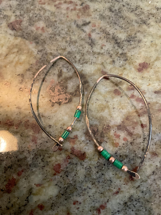 Sterling Silver/Green Malachite Earrings