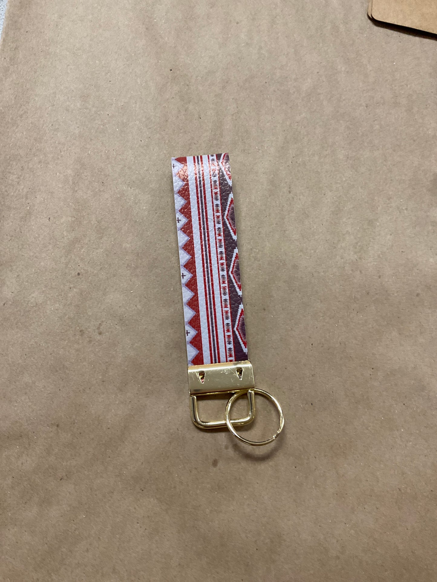 Faux Leather Western Print Wrist Keychain