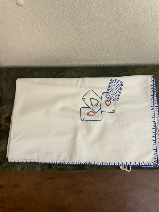 Vintage Embroidery Card Tablecloth