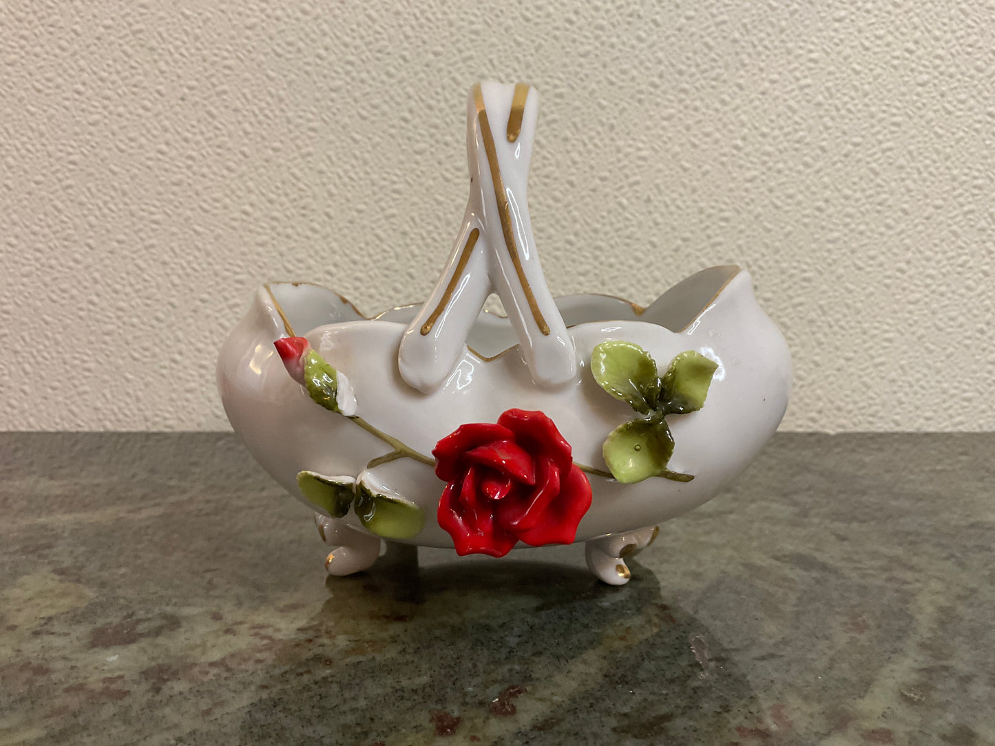 Vintage Porcelain German Embossed Flower Basket