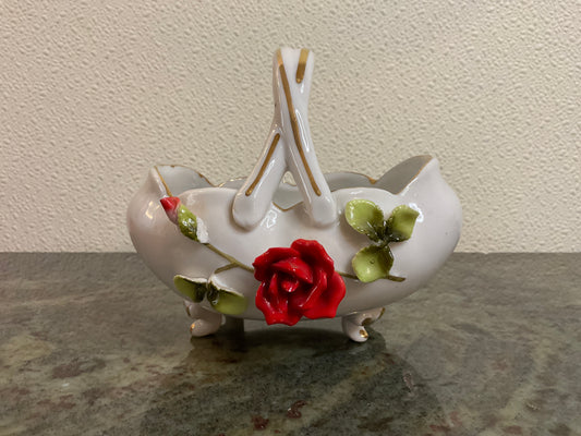Vintage Porcelain German Embossed Flower Basket