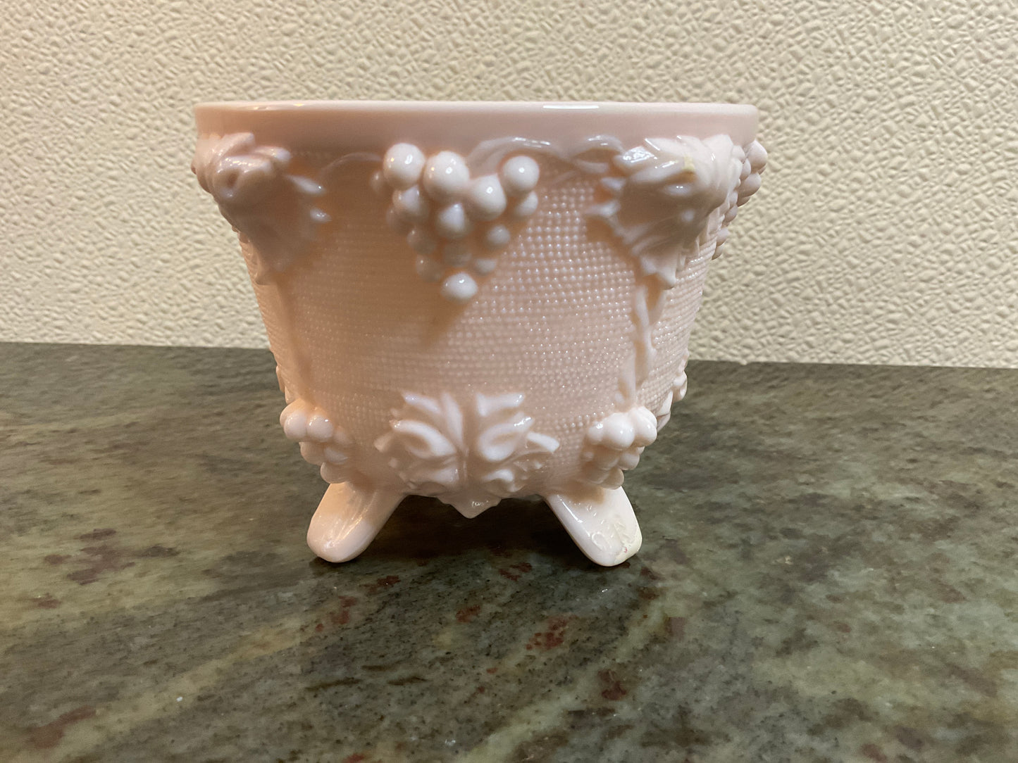Pink Milk Glass Footed Candy Dish