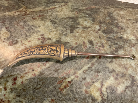 Victorian Ornate Metal Handled Button Hook