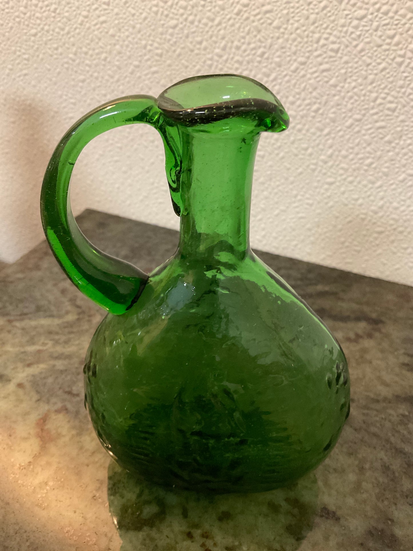 Blends Hand Blown Art Glass Small Green Pitcher