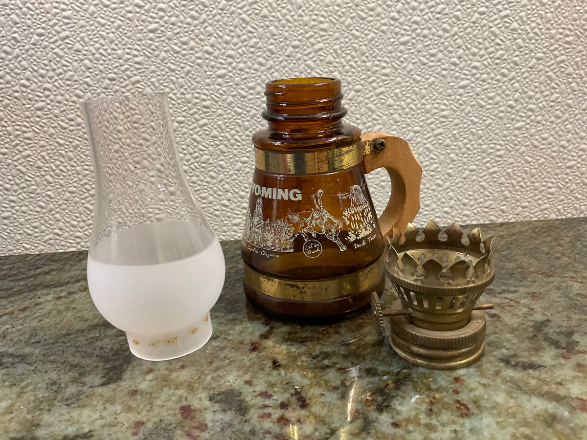 Vintage Wyoming Souvenir Oil Lamp