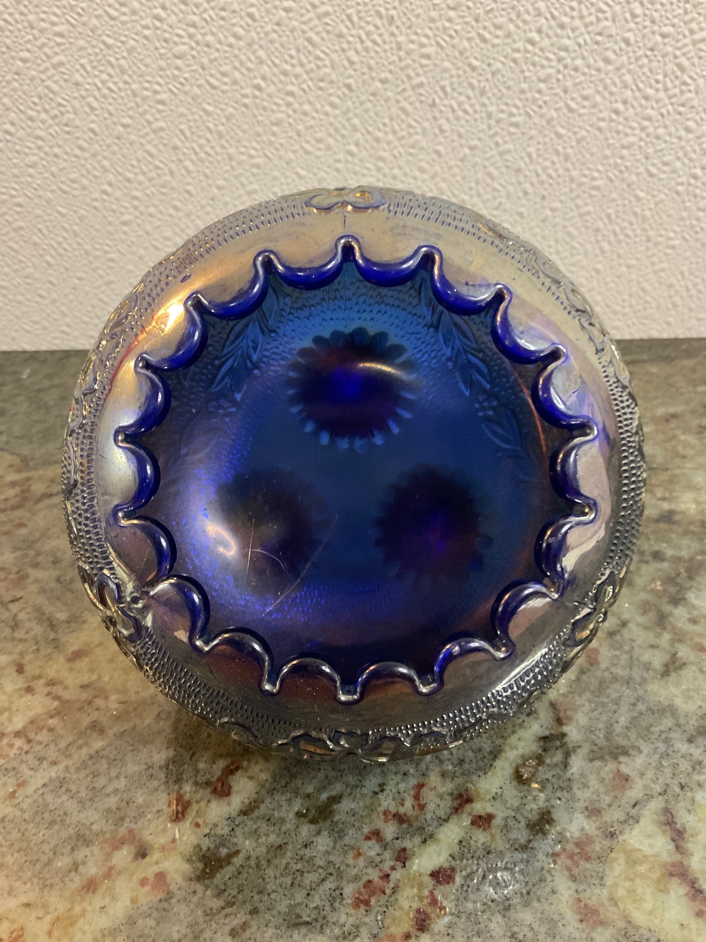 Antique Fenton Carnival Glass Garland Rose Bowl