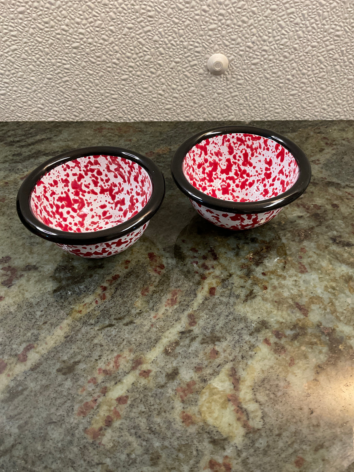 Red and White Spatterware Bowls