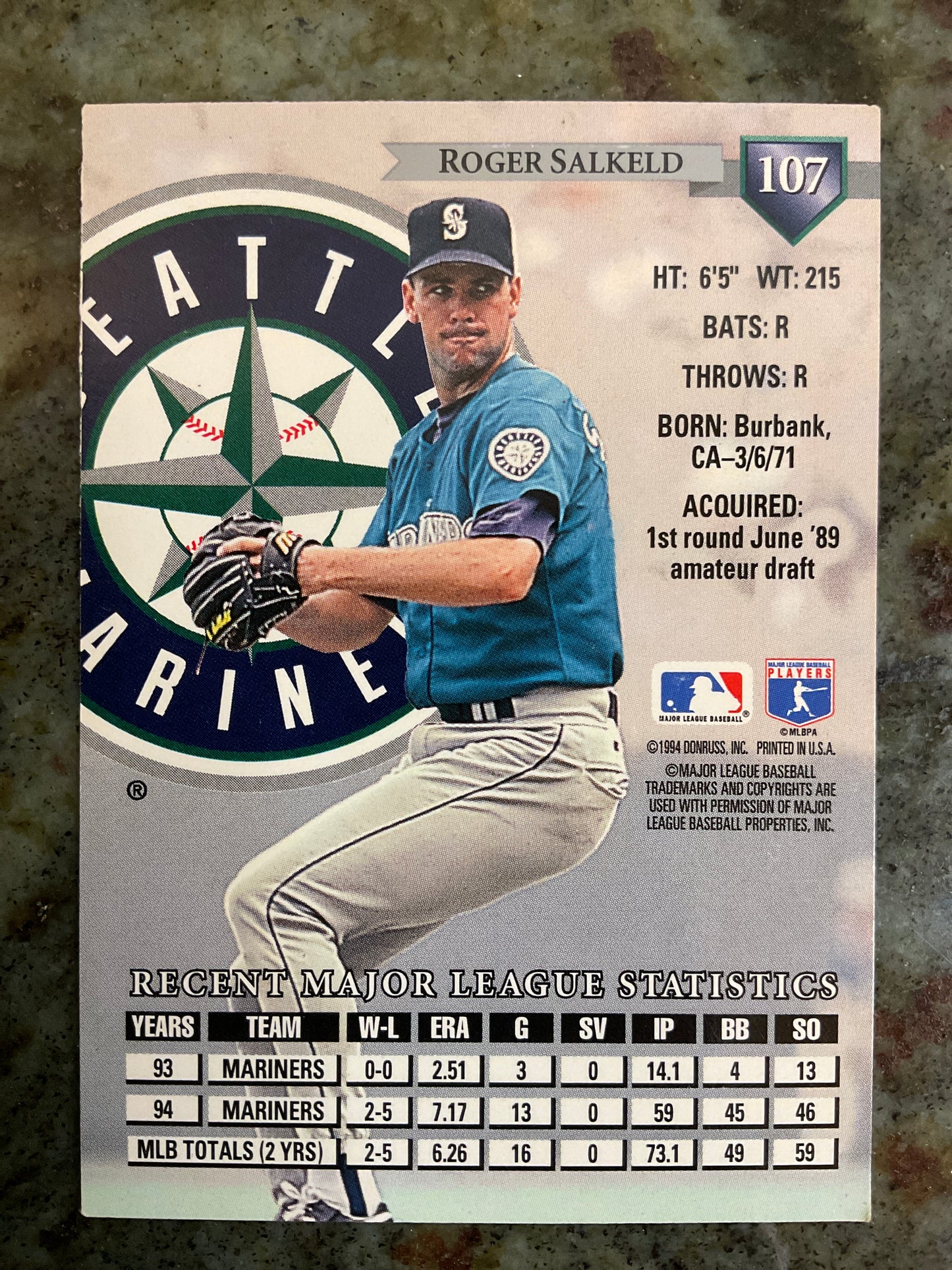 Roger Salkeld 1994 Dunross Baseball Card