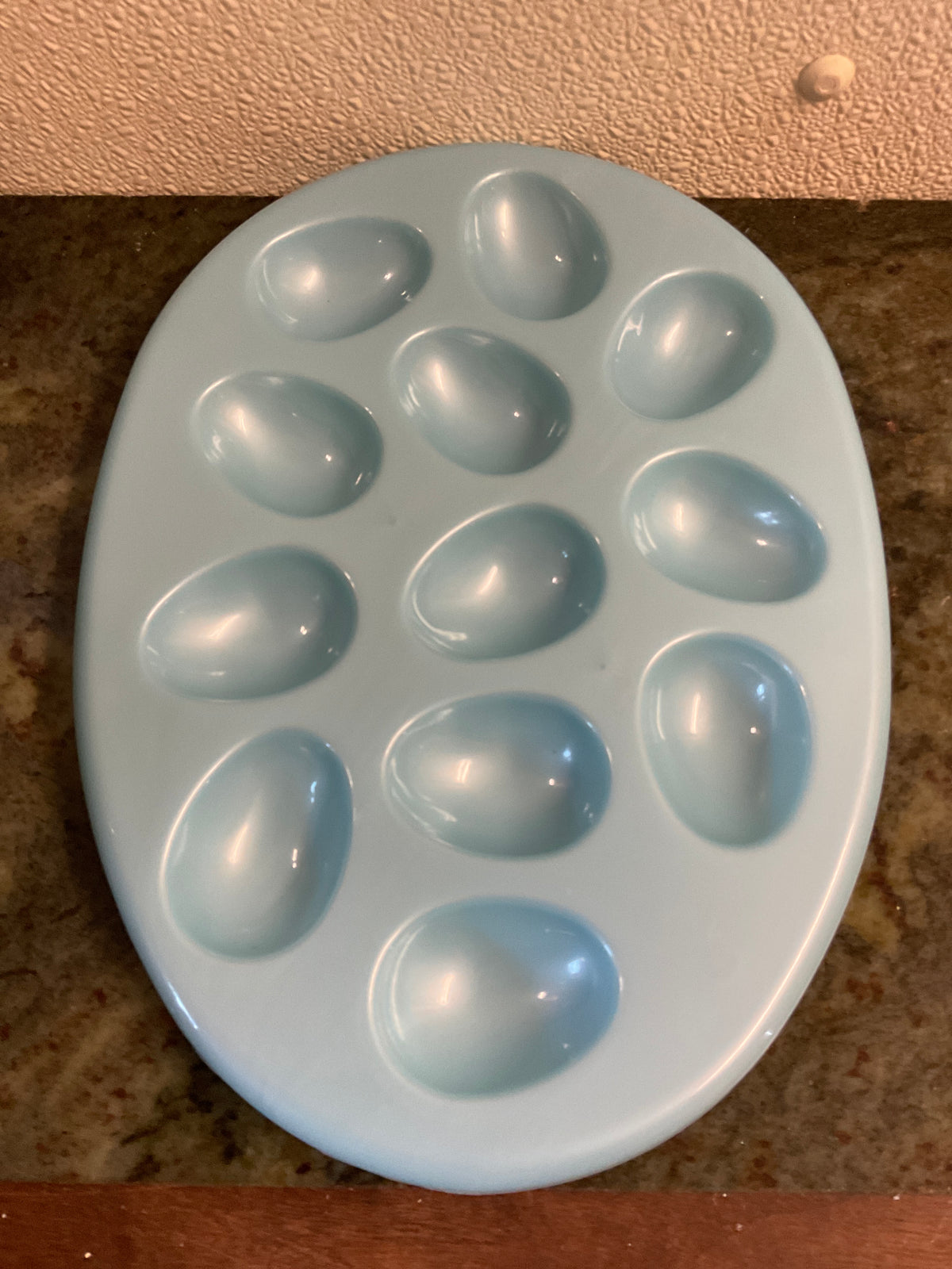 Blue Plastic Easter Egg Shaped Deviled Egg Tray