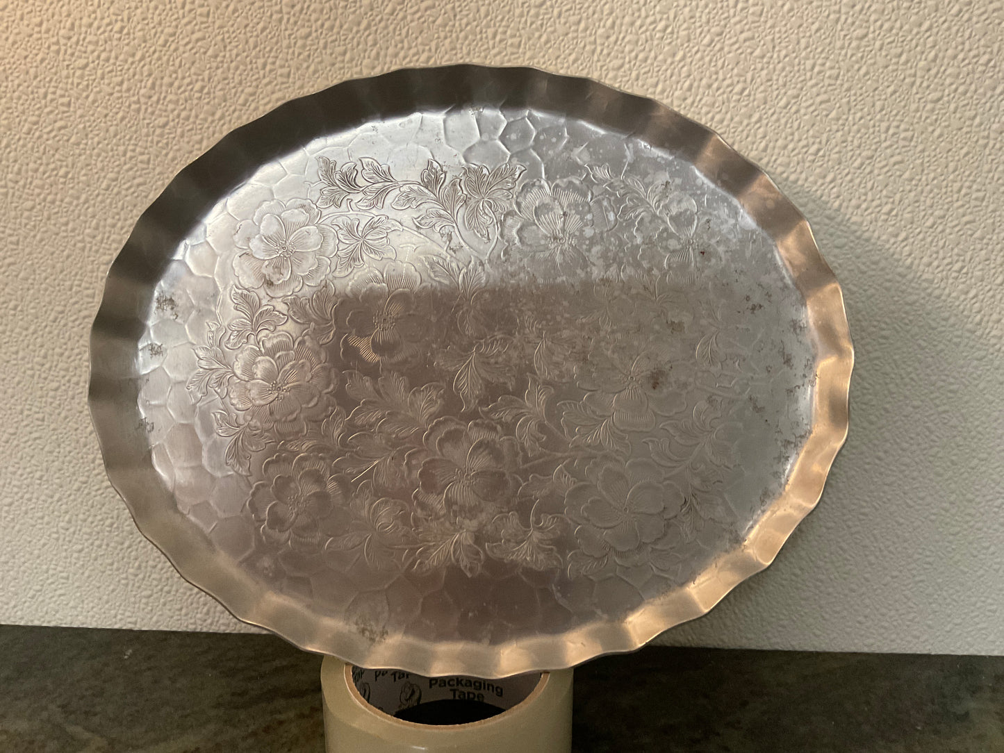 Vintage Hand Wrought Aluminum Serving Tray