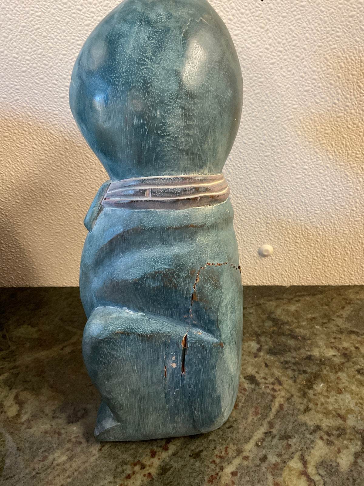Carved Folk Art Wood Cat Figurine