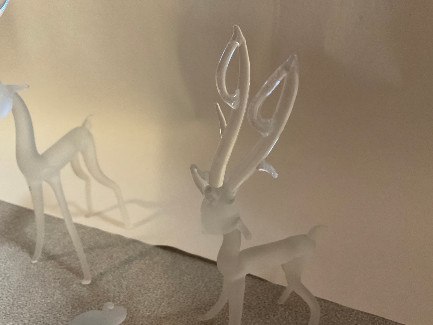 Vintage Silvestri Frosted Glass Reindeer Set
